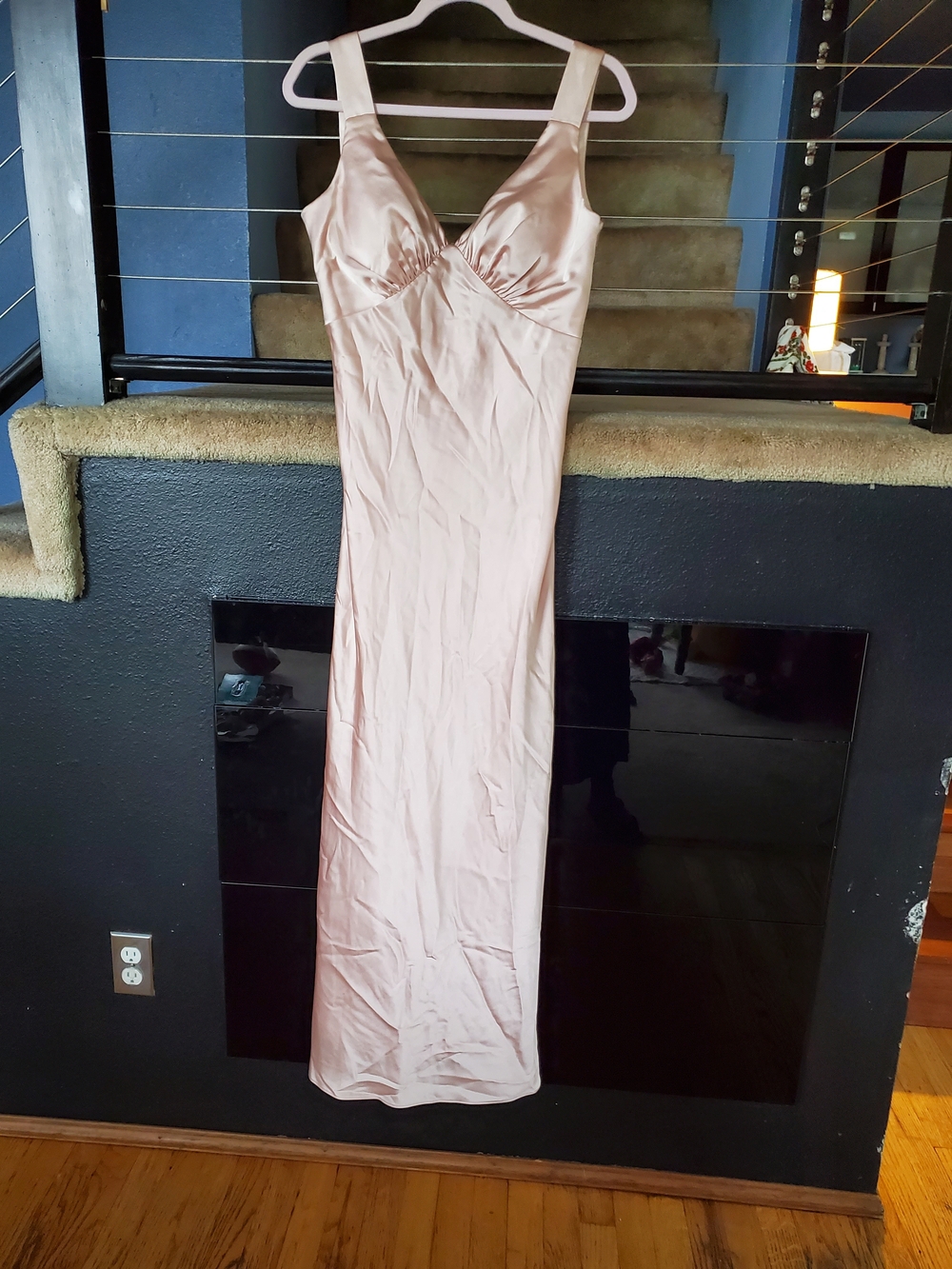 Revelry Satin Maxi Slip Dress in Blush
